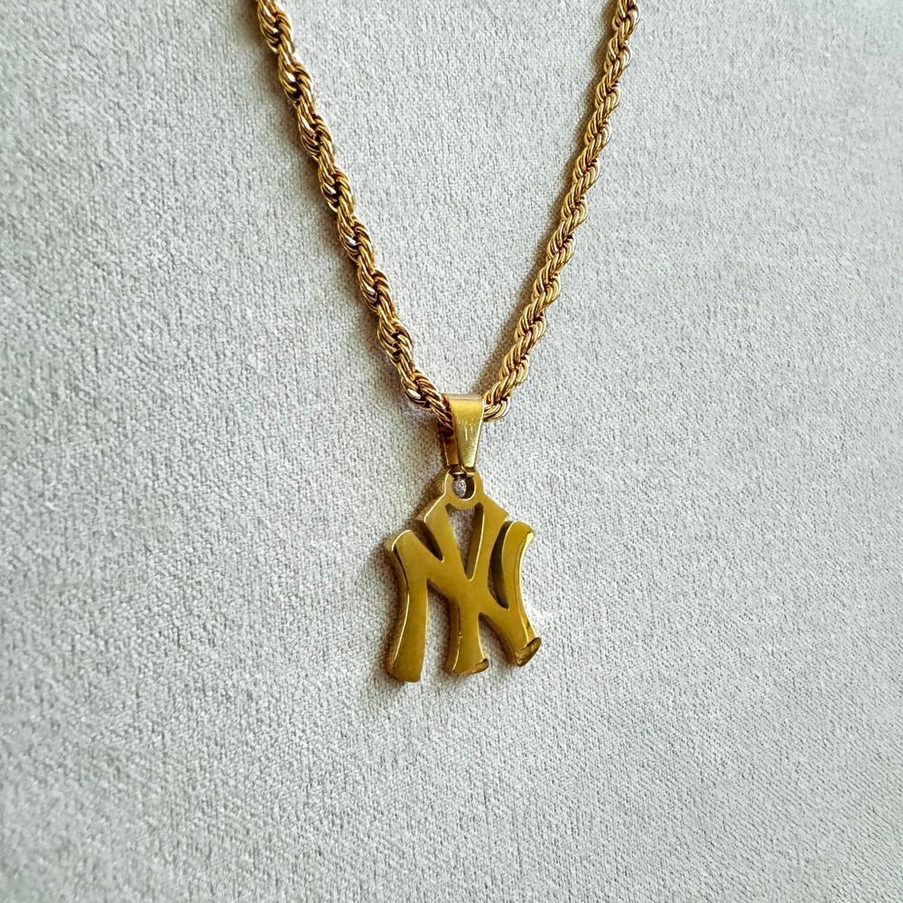 New York Yankees Necklace - NY Necklace - 3mm Rope 22" - Baseball Necklace